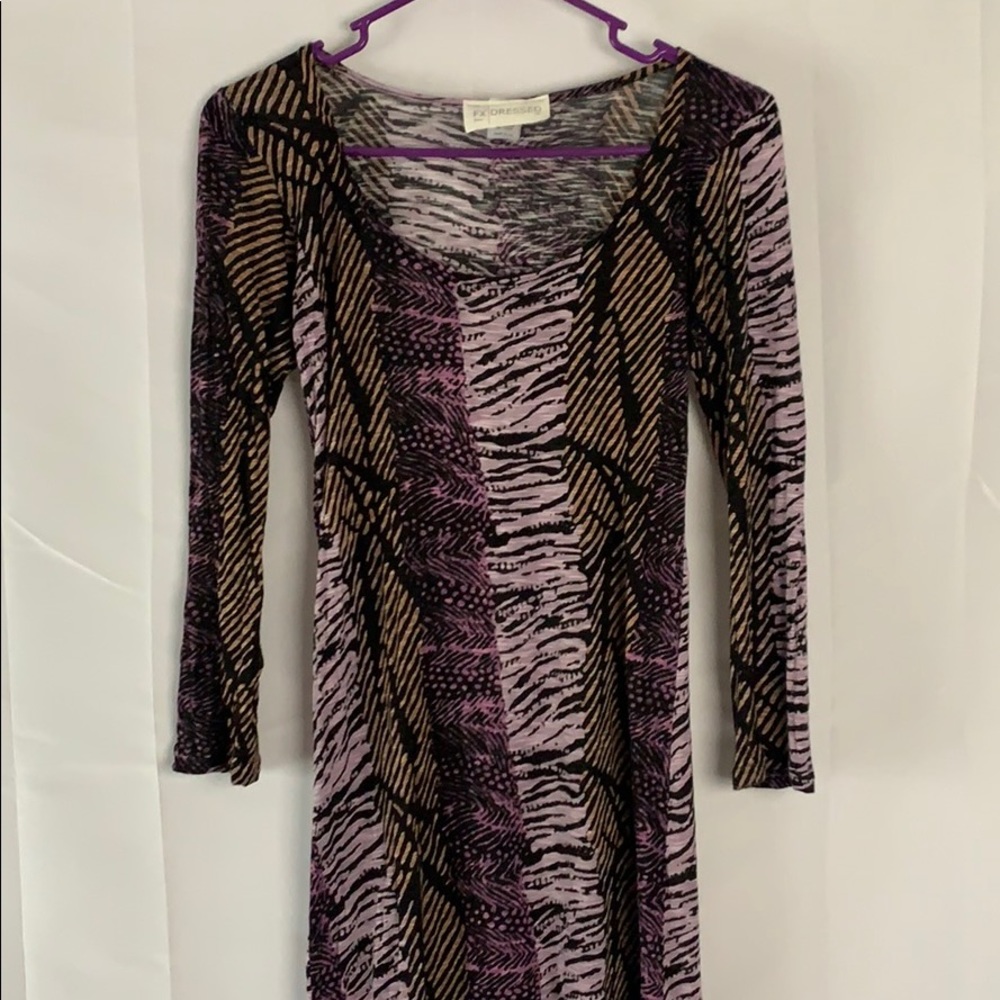 Safari print long sleeve tee dress